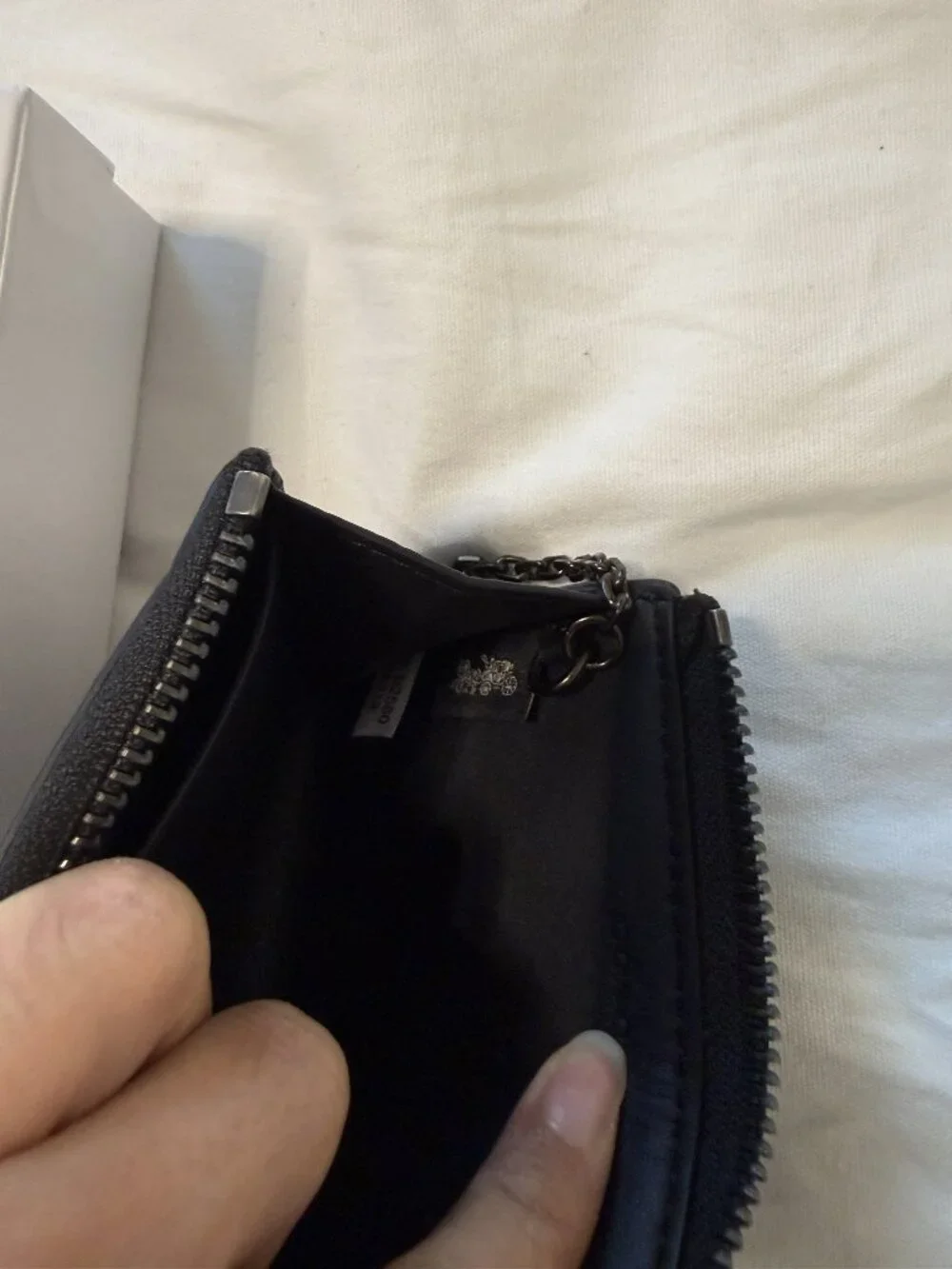 Coach L Zip Key Case Black Wallet